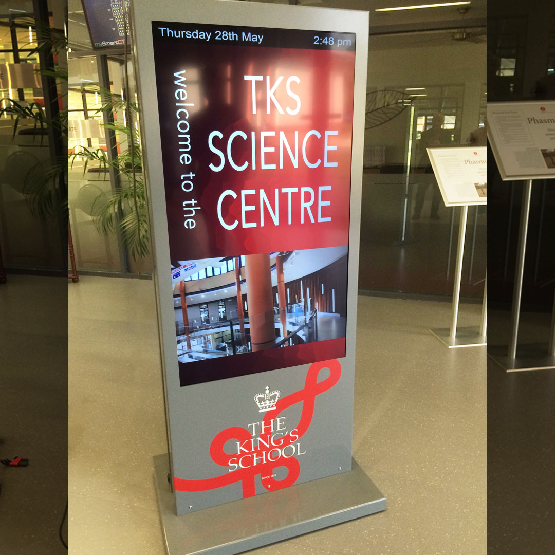 JDS The Kings School Poster Stand Digital Signage