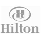 Hilton logo: stylized H inside an oval above the word Hilton.