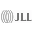 JLL logo with a gray interlocking circular emblem to the left of bold JLL text.