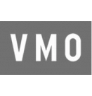 VMO logo: white letters on a black background.