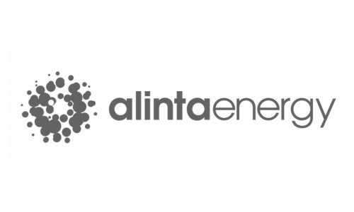 Alinta Energy logo: circular dot cluster on the left with the words 'alinta energy' to the right.