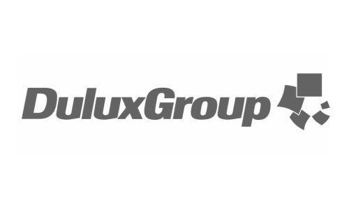 DuluxGroup logo in gray with a bold wordmark and a cluster of geometric shapes to the right.
