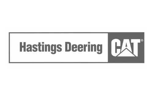 Hastings Deering CAT logo with 'Hastings Deering' on the left and the CAT emblem on a dark right panel.
