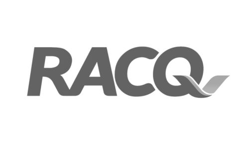 RACQ logo in gray with a stylized curved tail on the Q